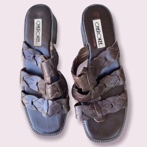 Y2K Cherokee braided leather gladiator sandals